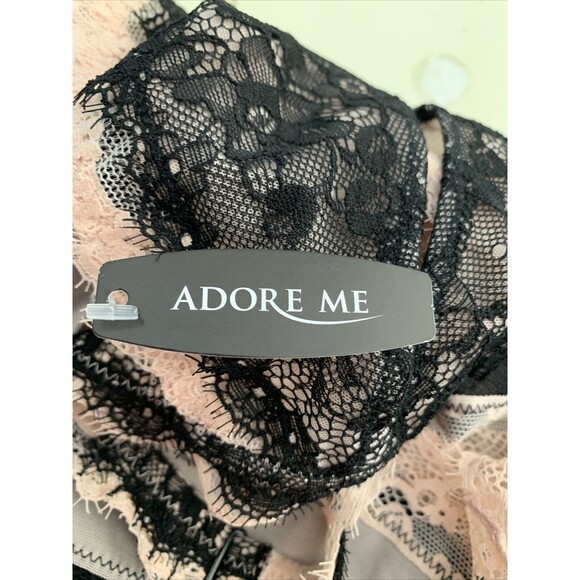 Adore Me Contour Balconette Halter Bodysuit Lace Size Small Black & Pink NEW B6 - Picture 7 of 8